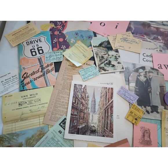 Vintage Paper Ephemera Bundle - 75 Pieces Pastel for Junk Journal, Crafts - Picture 5 of 14